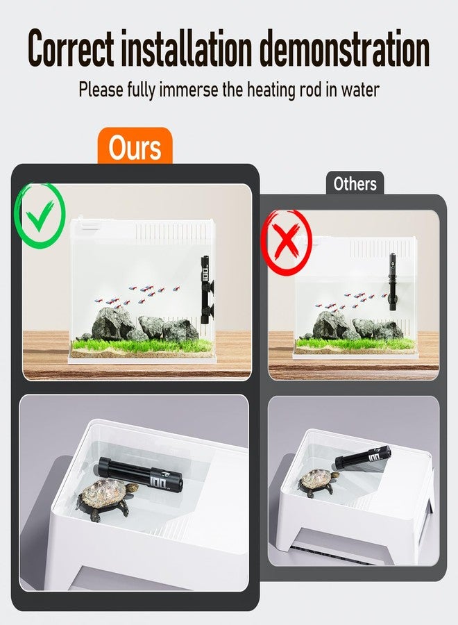 سخان حوض السمك AQUASMITH، سخان غاطس لحوض السمك بقدرات 50 واط/100 واط/150 واط/200 واط/300 واط/500 واط، وحدة تحكم LED خارجية، مع حماية من ارتفاع درجة الحرارة وإيقاف تشغيل تلقائي عند ترك الماء. - Image 4